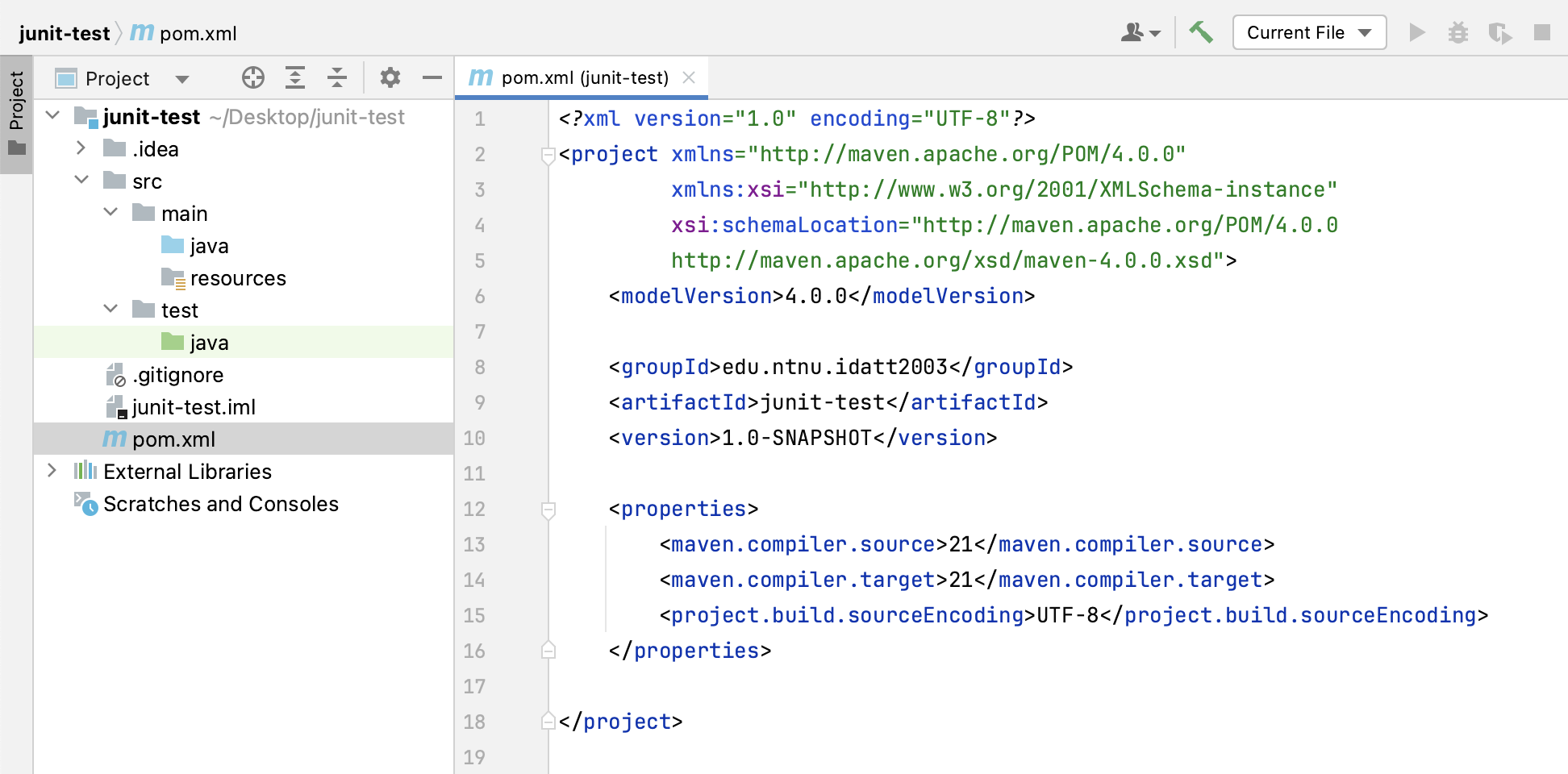 Et nytt Maven-prosjekt i IntelliJ IDEA